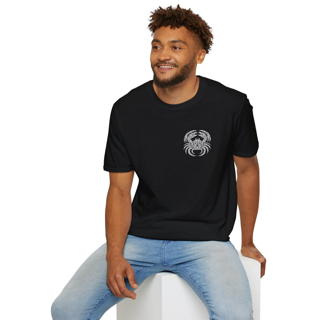 Maglietta con Granchio Tribale — T‑Shirt Minimal da Spiaggia